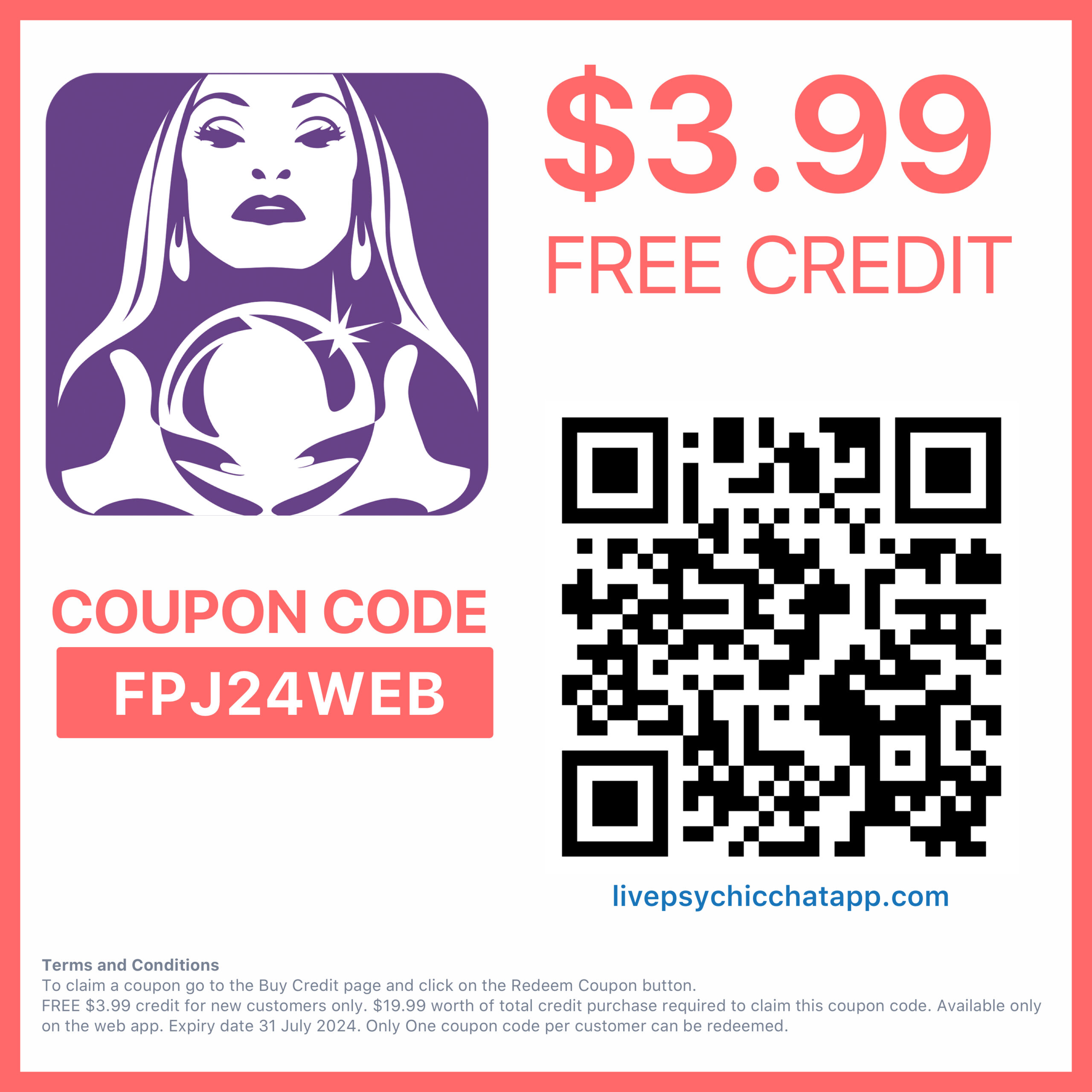 Live Psychic Chat App Coupon Code – June 24